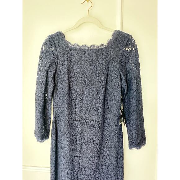 NWT Adriana Papel Long Sleeve Navy blue lace Maxi Dress size 6 - Picture 8 of 12